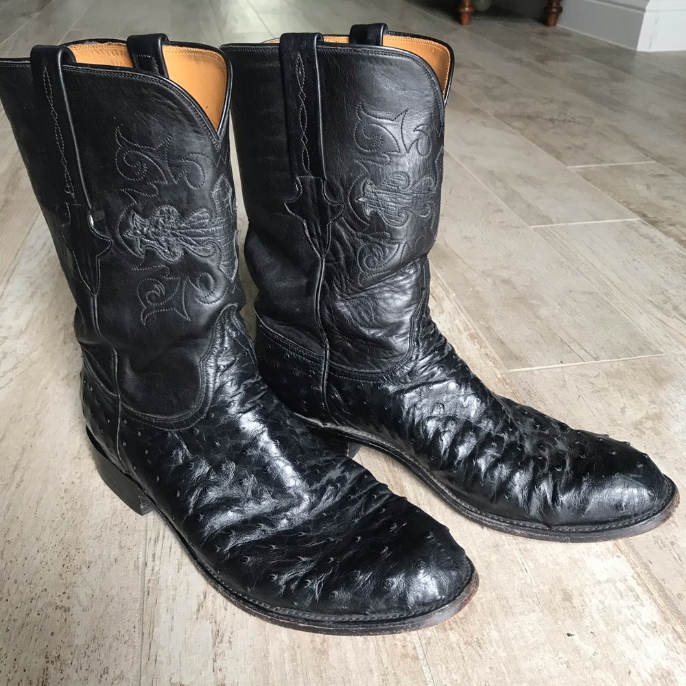 Lucchese Men's Full-Quill Ostrich Roper Boots - Picture 14 of 15